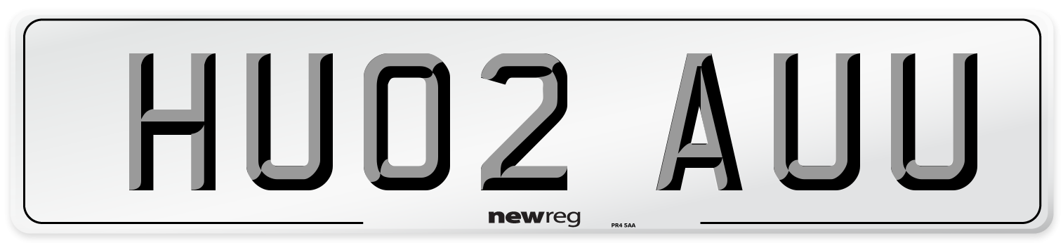 HU02 AUU Number Plate from New Reg